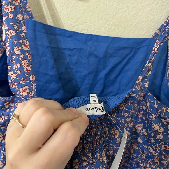 NWT Madewell Tie-Strap Tiered Midi Dress Summer Floral MultiColor Blue Sz Xs Red - Picture 11 of 14